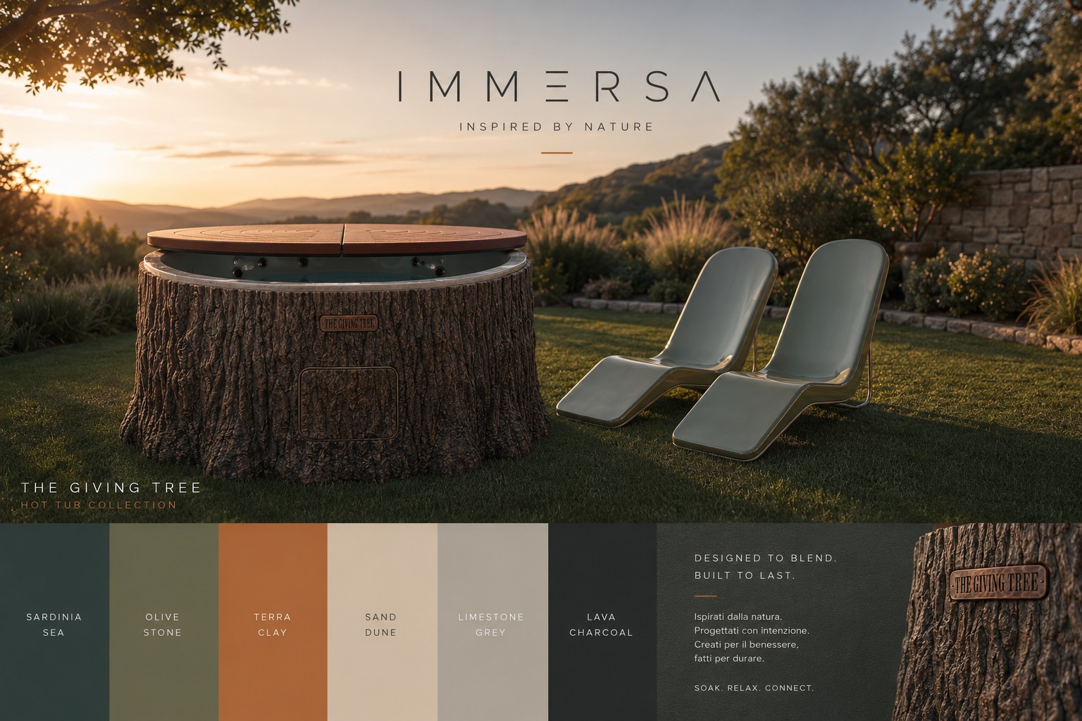 Covered Giving Tree and loungers